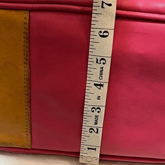 Jon Hart Design Tote Bag Pink Tan Leather Trim Monogram K.M.W. Personalized USA - Picture 9 of 11